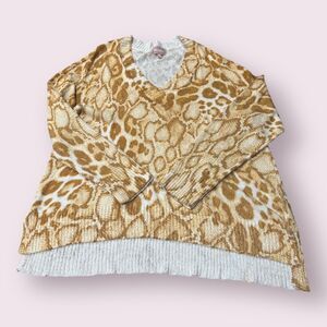 Show Me Your Mumu Cliffside Sweater Womens XL Brown Sandy Cheetah Print Pullover